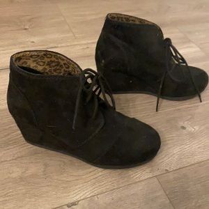 Cute black bootie wedges